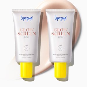 Supergoop! Glowscreen SPF 40 (Dawn) 2-Pack Bundle - Hydrating Glowy Sunscreen & Makeup Primer with Pink Pearl Finish, Broad Spectrum Protection